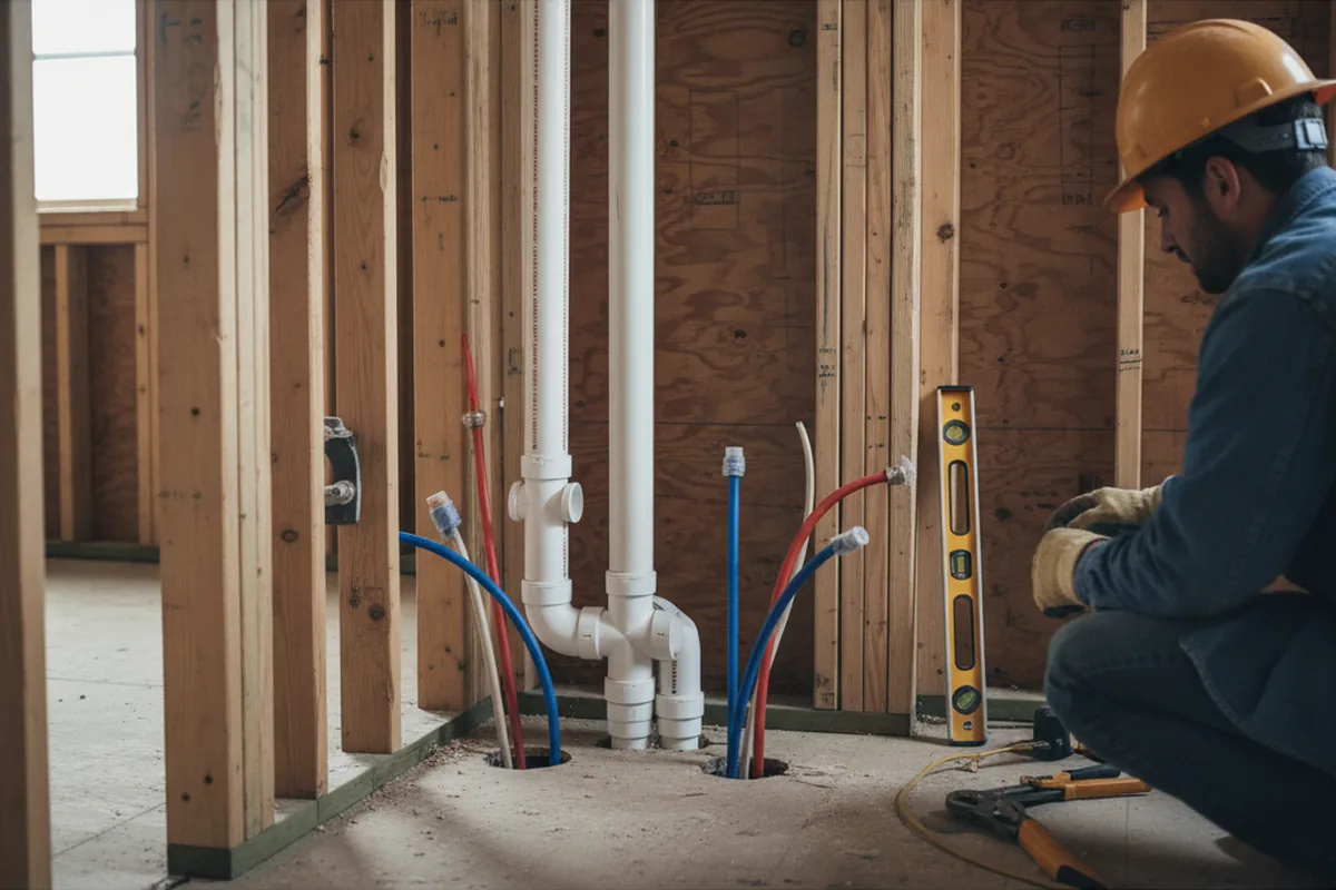 Drain and supply rough-in during Leak Detection in La Grande